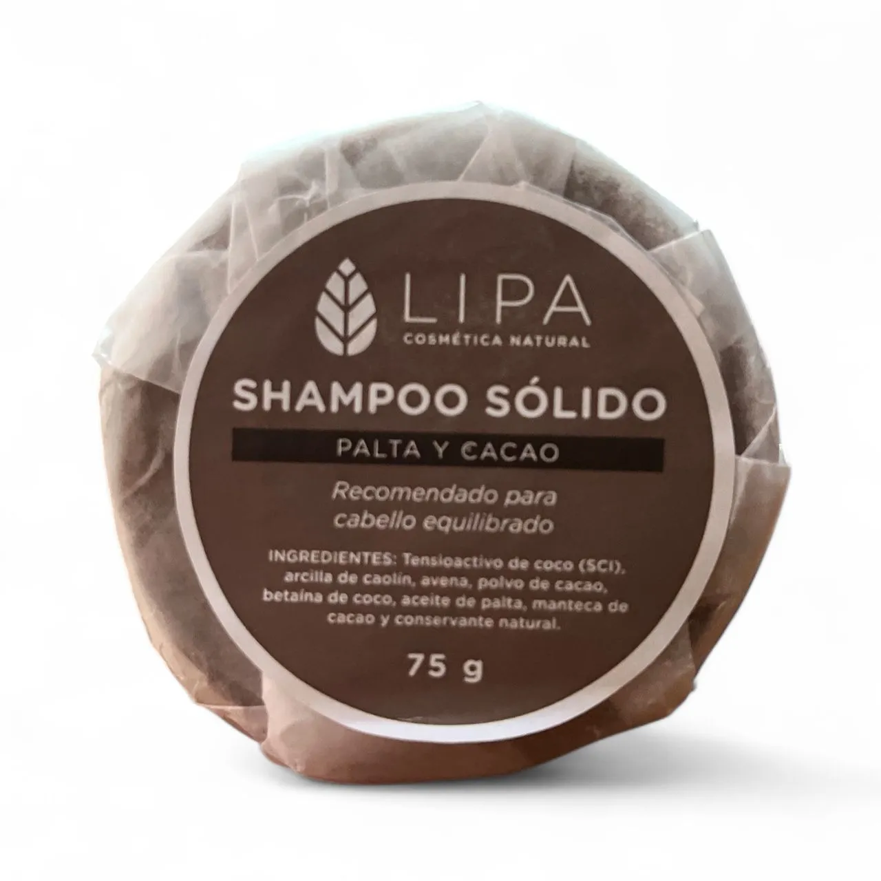 Shampoo Sólido de Palta y Cacao "Lipa Cosmetica"