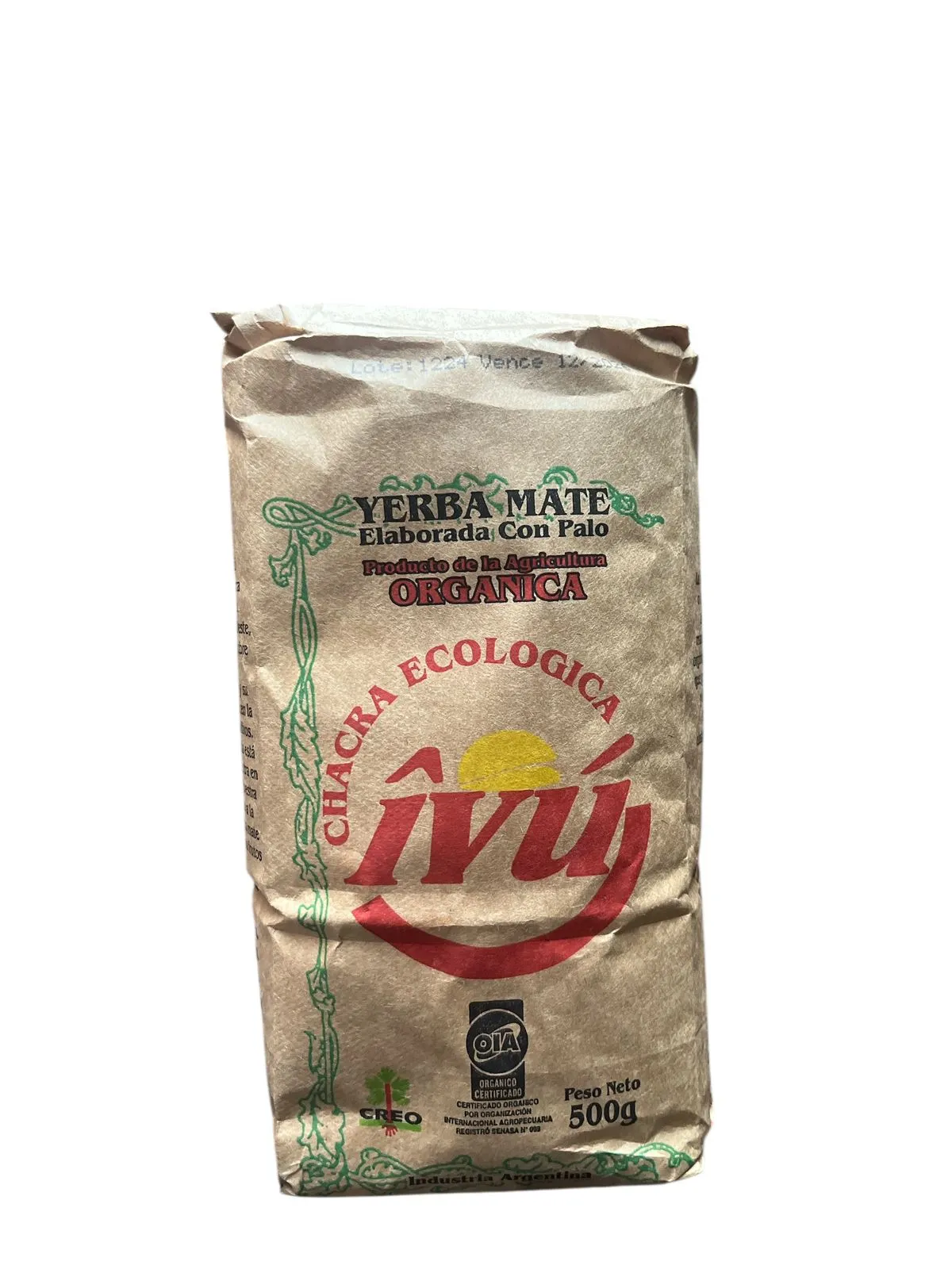 Yerba Mate Organica   "IVU " I PESO 500 grs