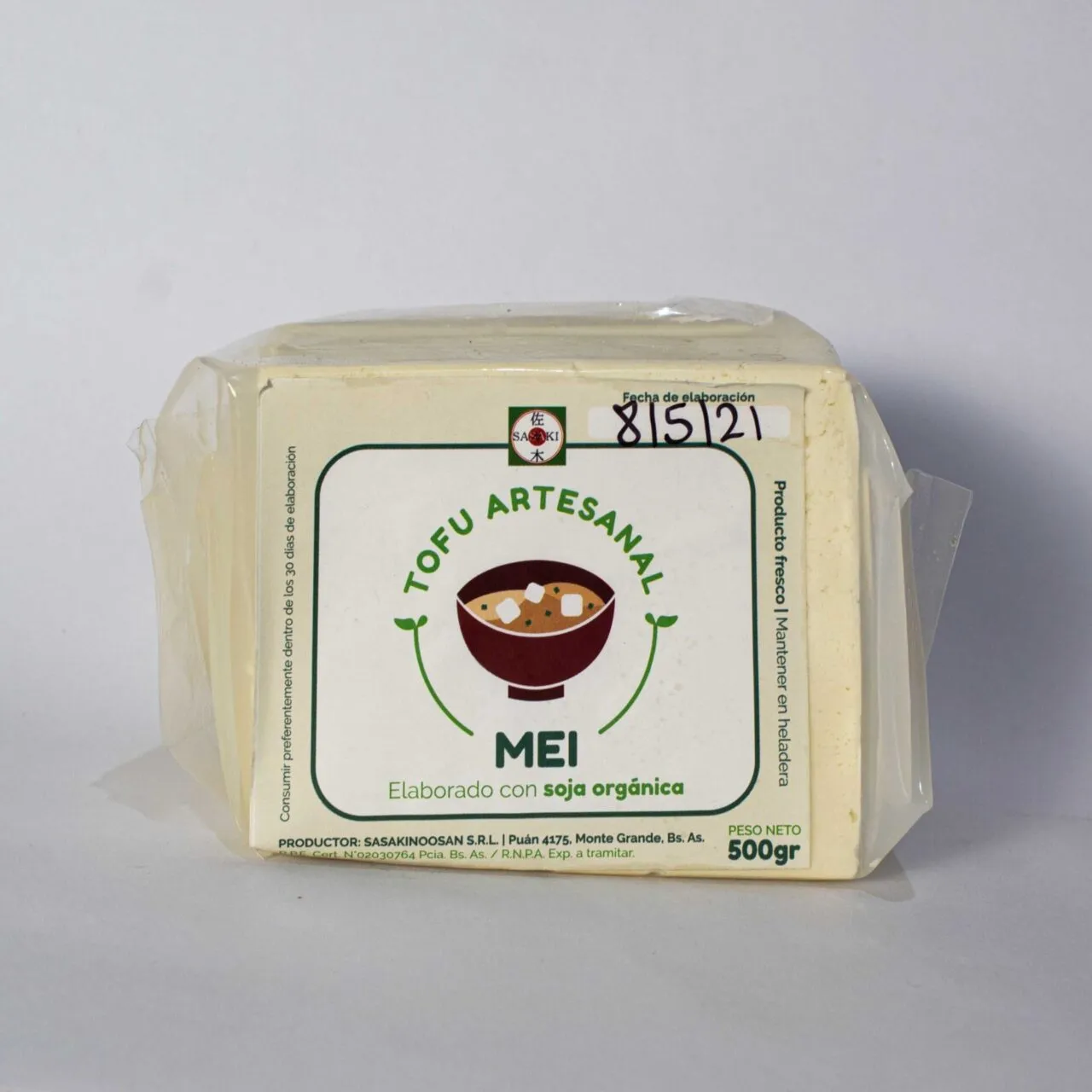 TOFU DURO I PESO 500GRS - SASAKI ORG. CERTI. CERRADO AL VACIO